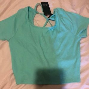 Wild fable light agua blue size s crop top open back